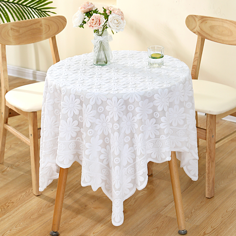 奶油风茶几垫桌布INS风白色床头柜布罩长方桌圆桌台布防尘盖布巾