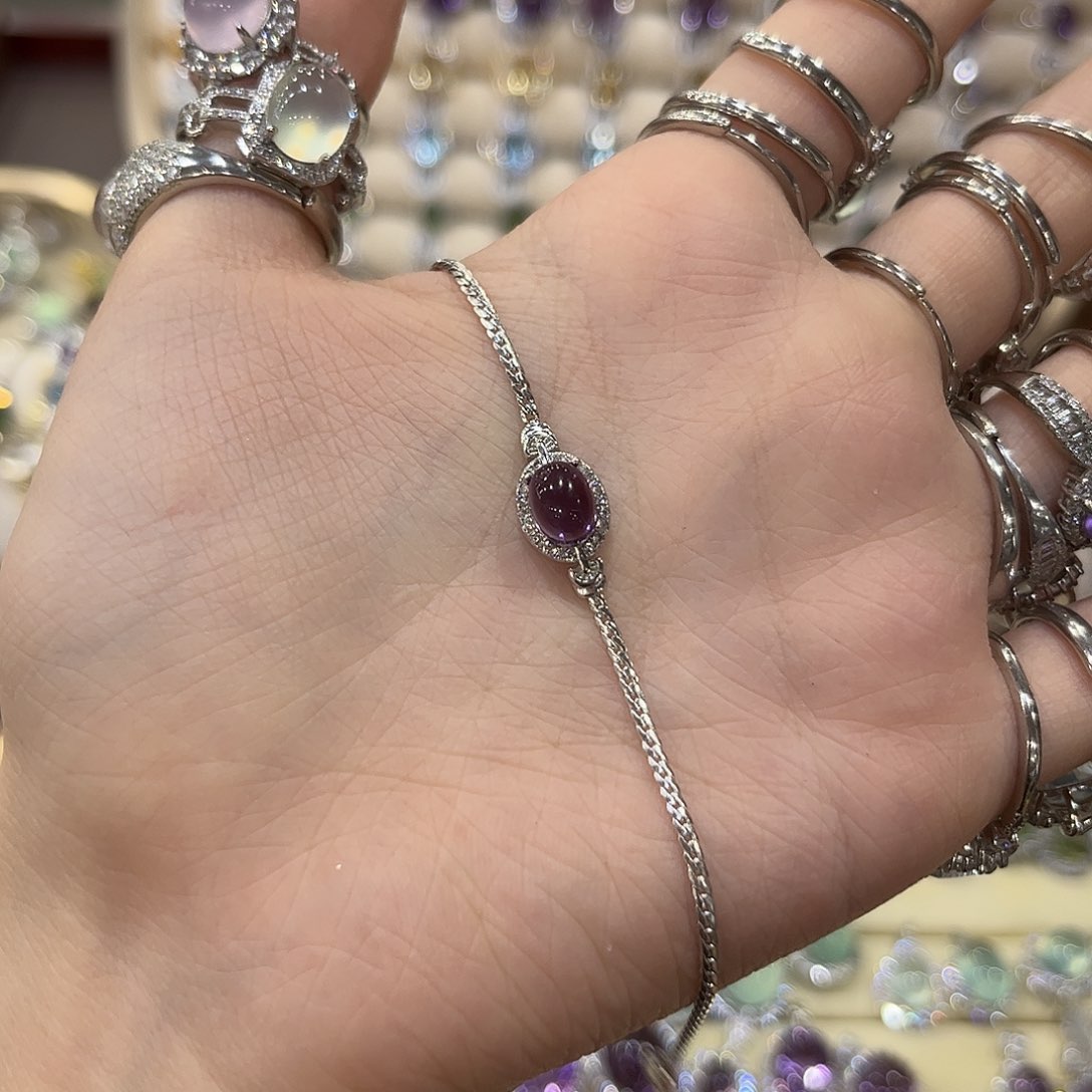 达****紫晶手链银S925镶嵌手链