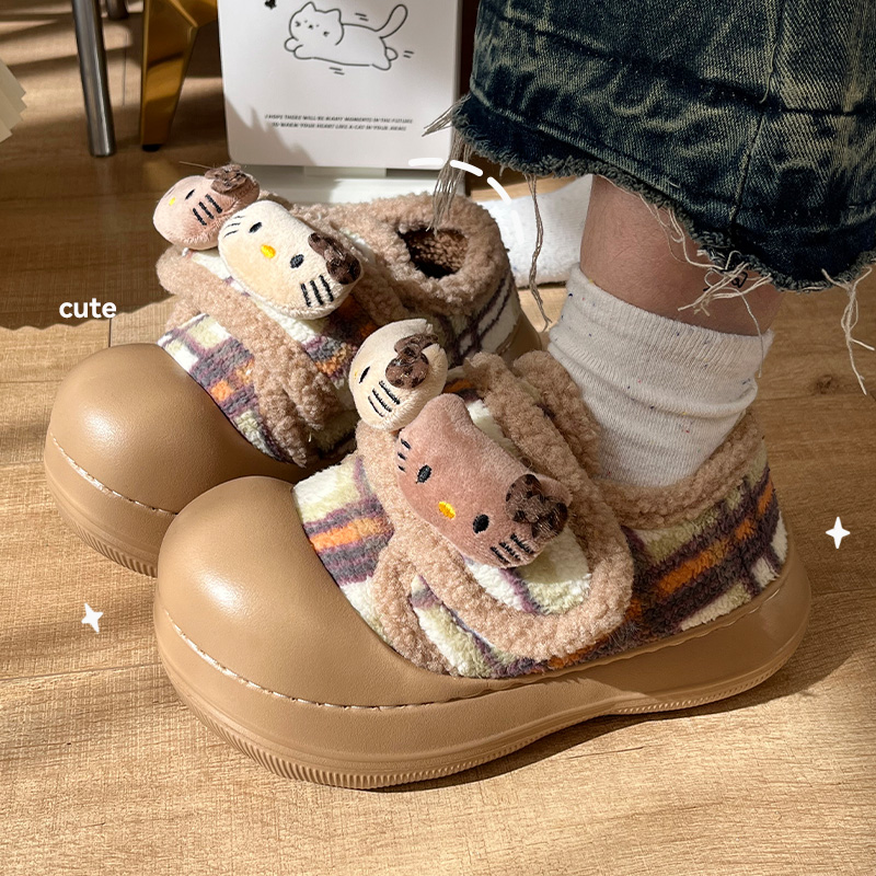 新款冬季加绒加厚防滑耐磨厚底魔术贴棉鞋外穿时尚女款