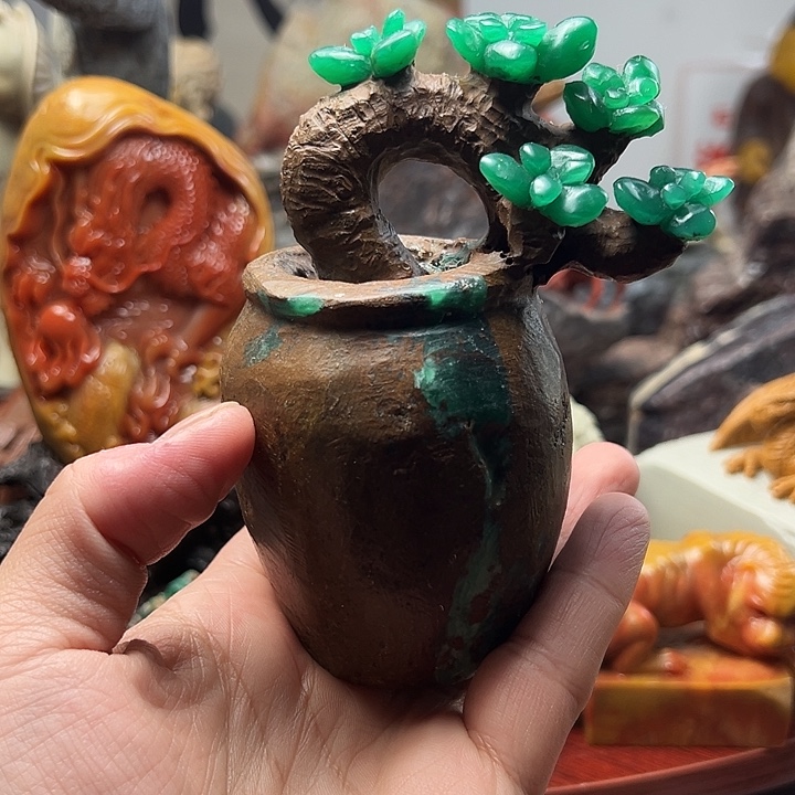 四川石雅安绿摆件