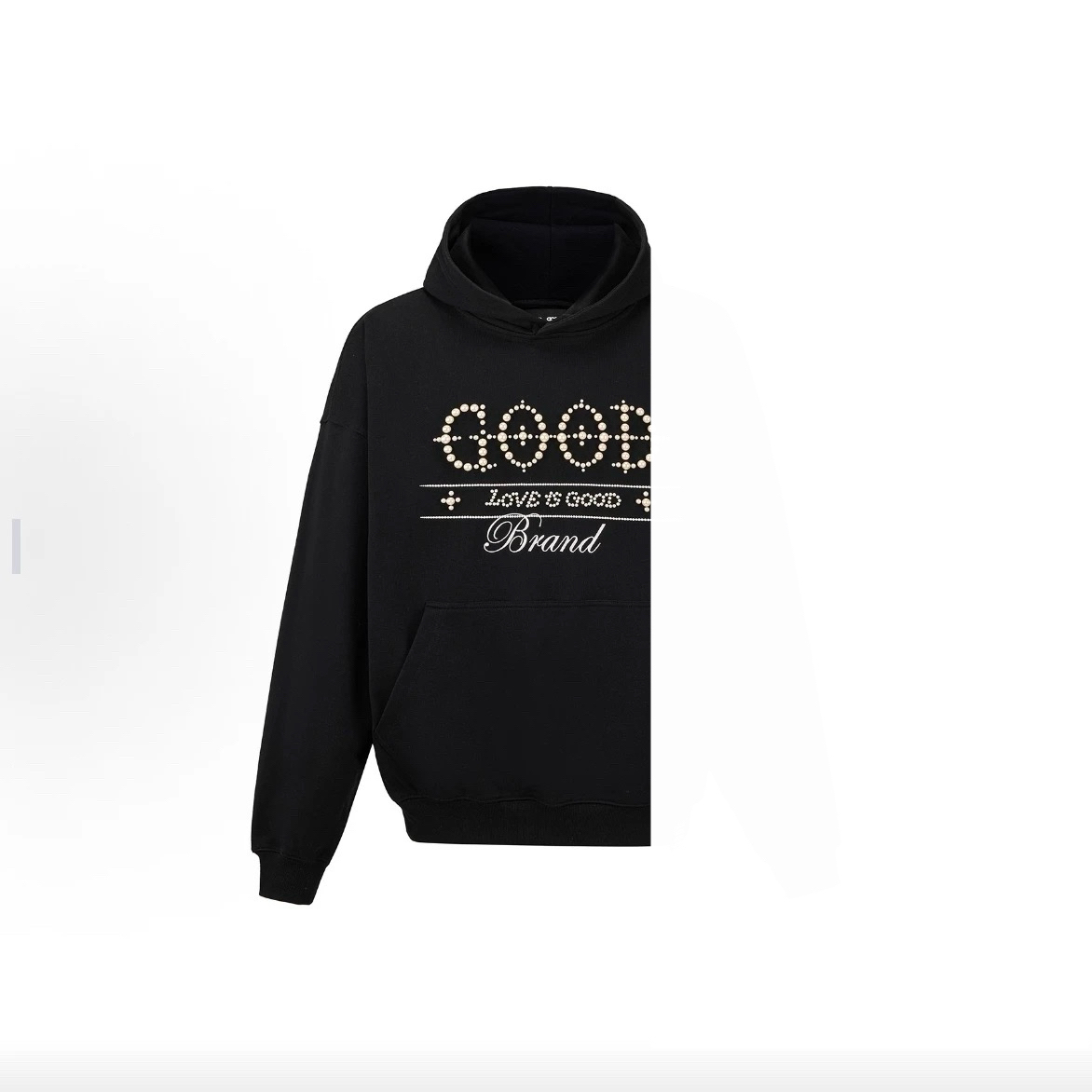 GOODBRAND 2025FW LOVE IS GOOD十字珍珠标语连帽卫衣 男女同款