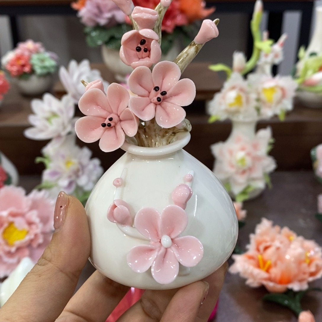摆件陶瓷手工花摆件