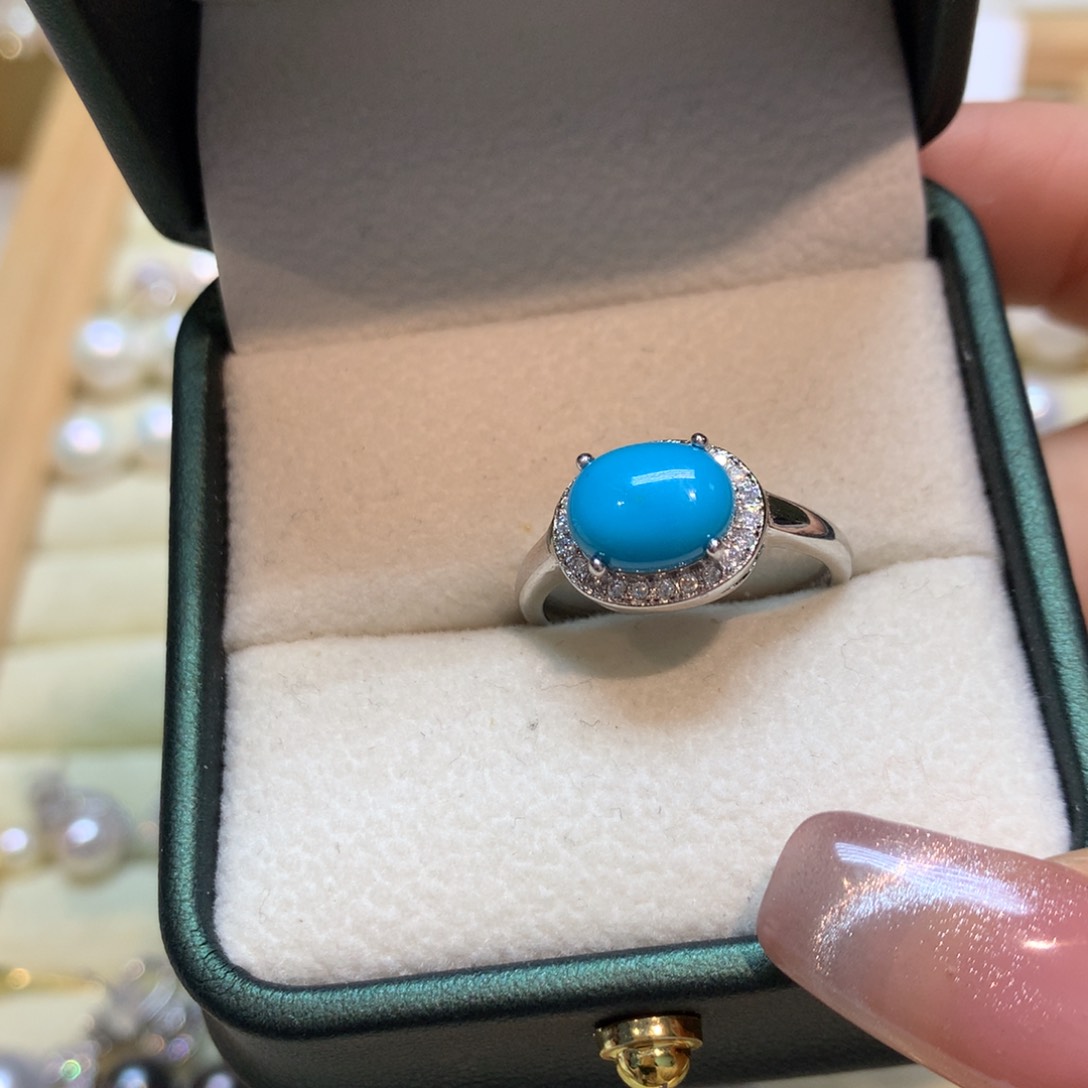 绿松石戒指银S925镶嵌