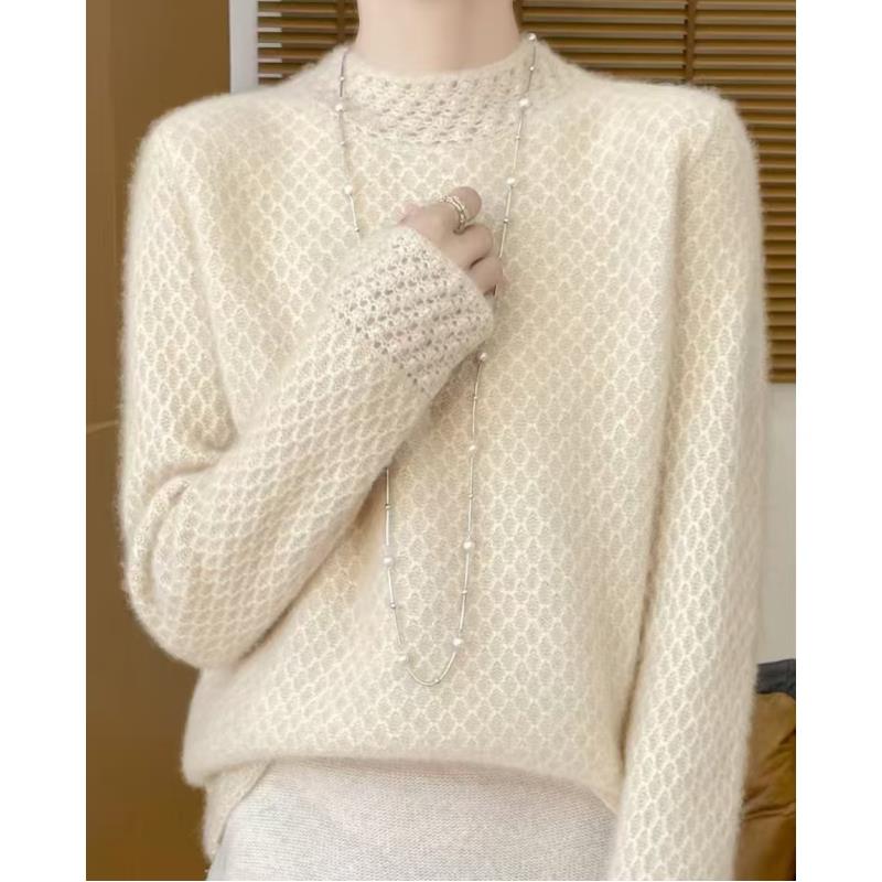  涵玖玥【100羊毛】蜂窝工艺款花骨朵时尚感长袖上衣07-306