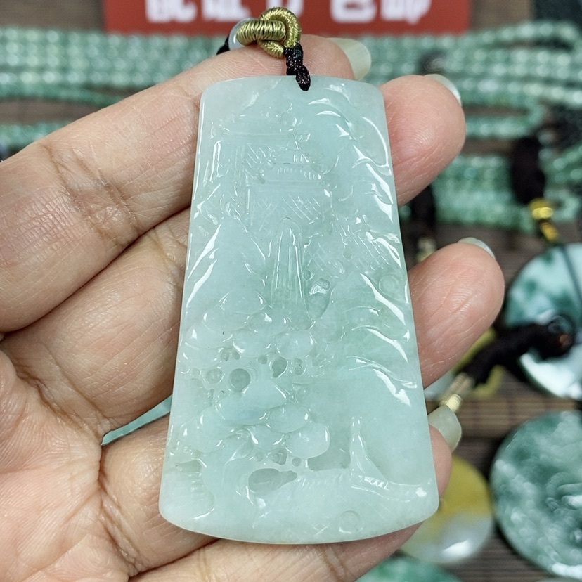【闪购商品】翡翠颈饰未镶嵌玉吊坠翡翠玉山水牌