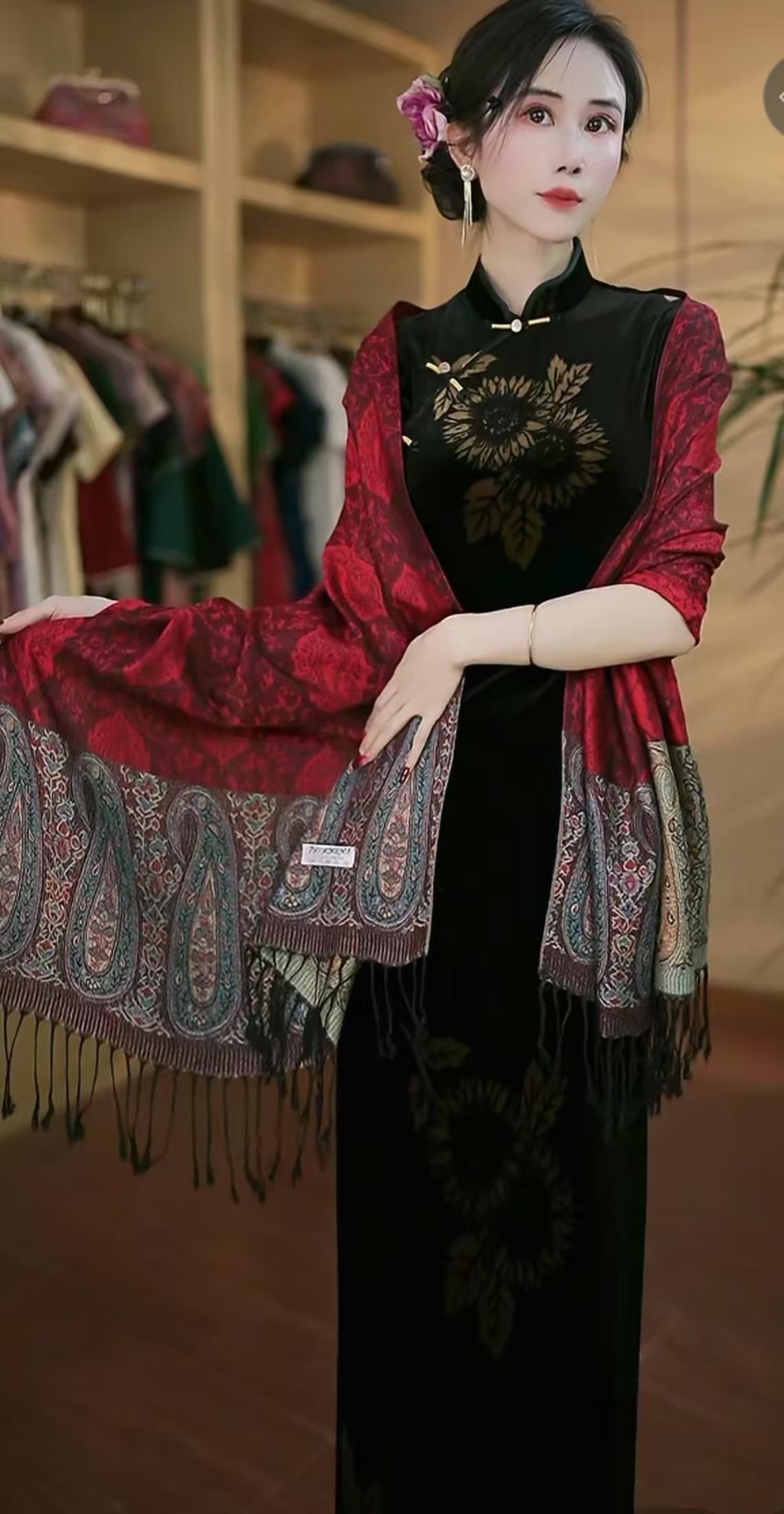 腰果花披肩围巾多用百搭围巾披肩