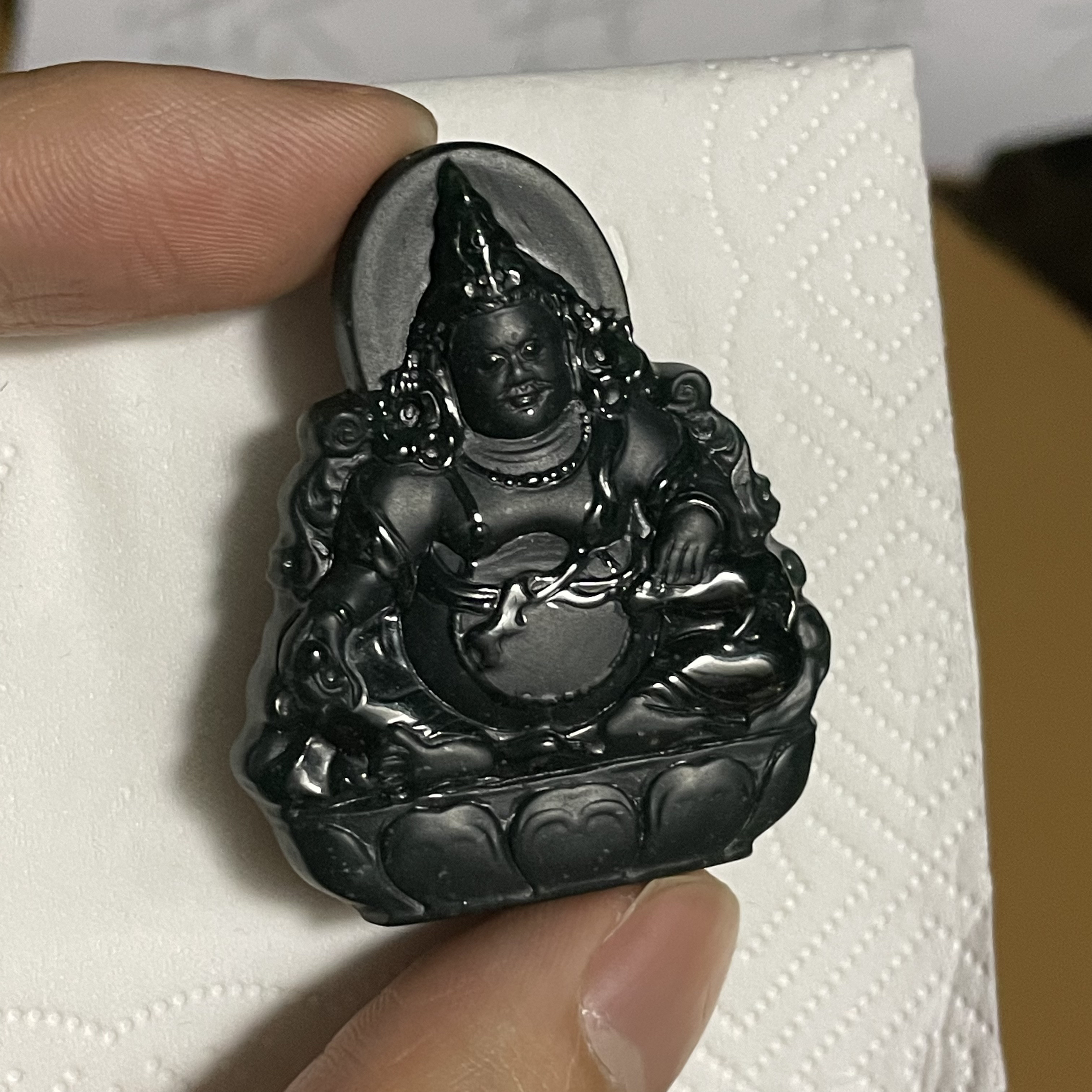 天然翡翠a货 黄财神玉坠n2