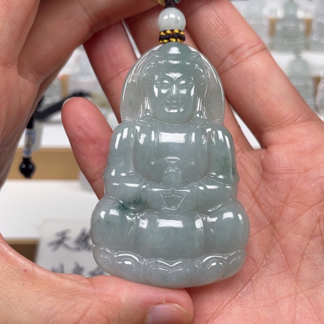 翡翠未镶嵌颈饰天然翡翠A货观音9号