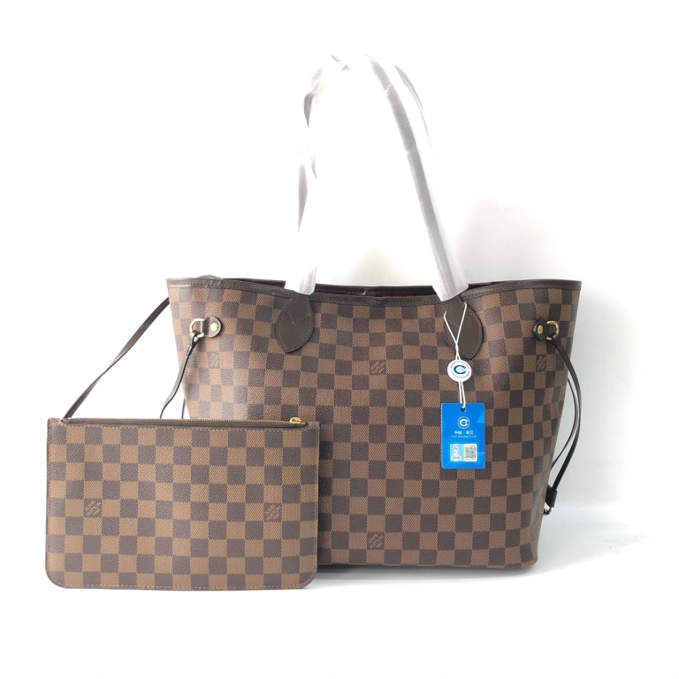 95新 LV 安洁利知之 换配皮 LV棕棋盘格NF托特单肩包  501106 