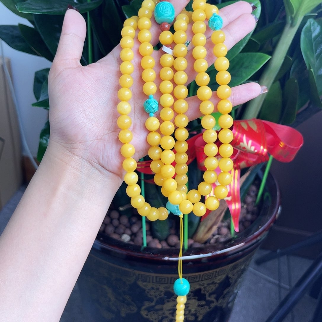 琥珀手链未镶嵌项链108