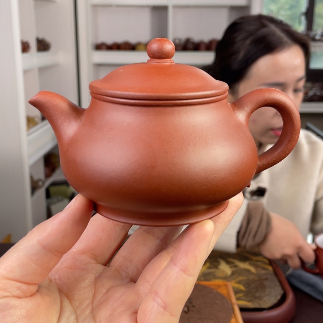 紫砂茶壶红清水微瑕潘壶210cc