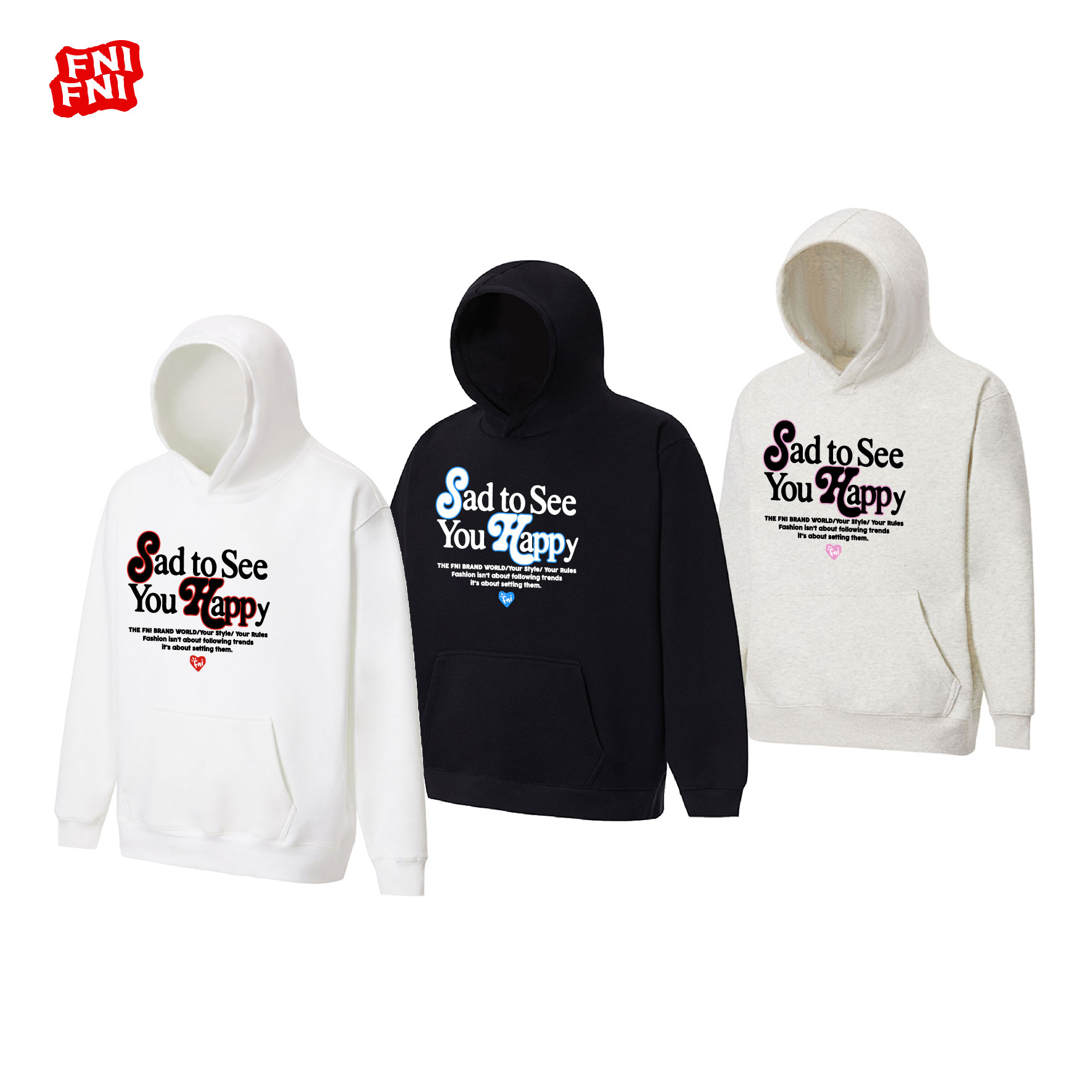 FNI红标（趣味标语）美式boxy重磅连帽卫衣男女款长袖秋冬加绒胶浆
