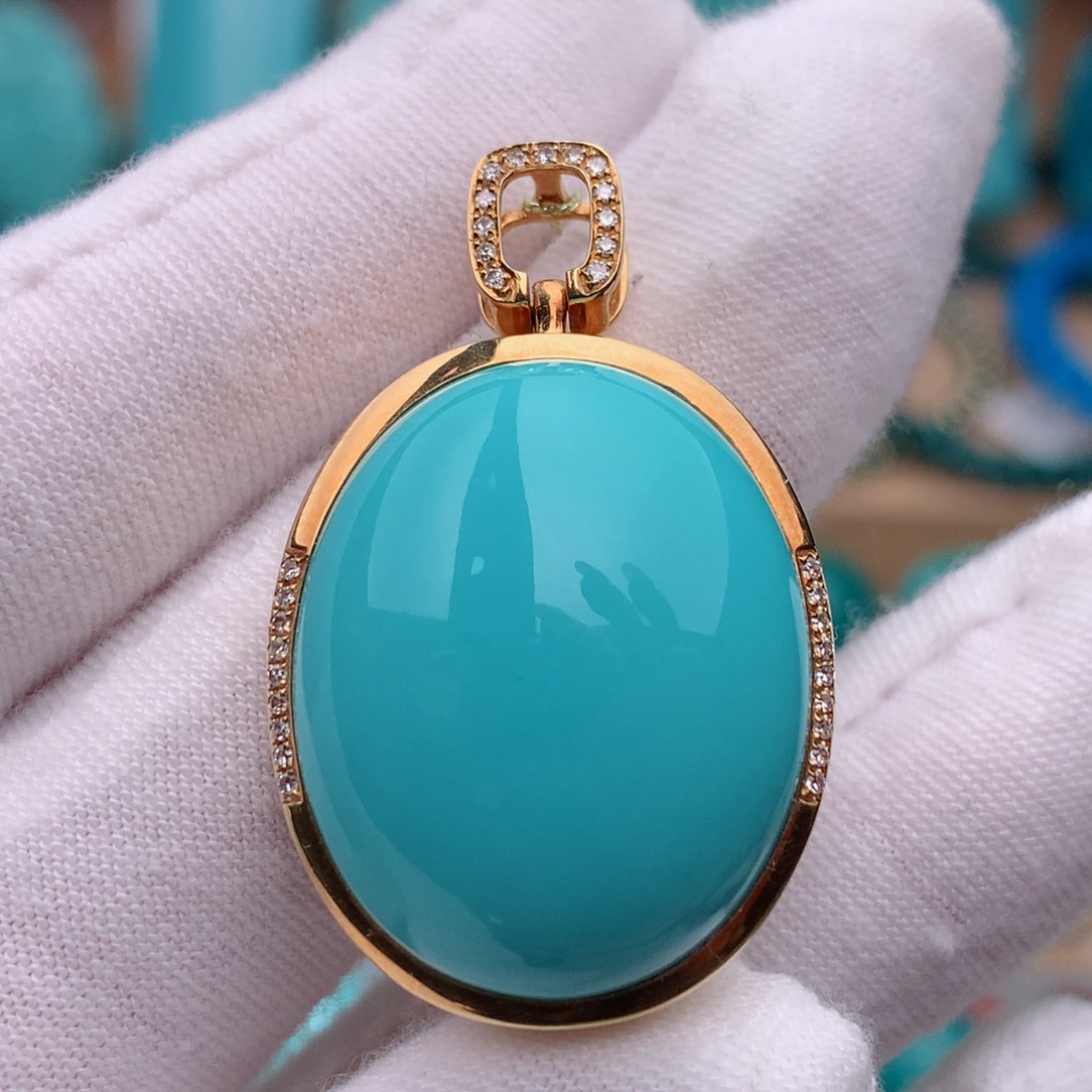 18K金镶嵌绿松石珠宝奇石