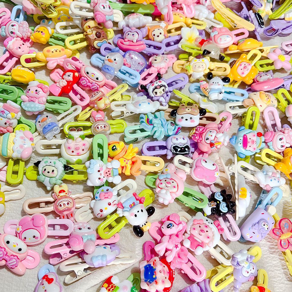 【30个发卡】网红爆款有痕卡通风学生树脂ins边夹刘海夹发夹碎边夹