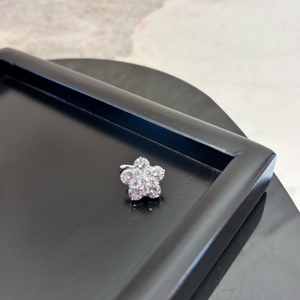 铜合金合成锆石耳饰 单花花耳夹EJ1078（一个）