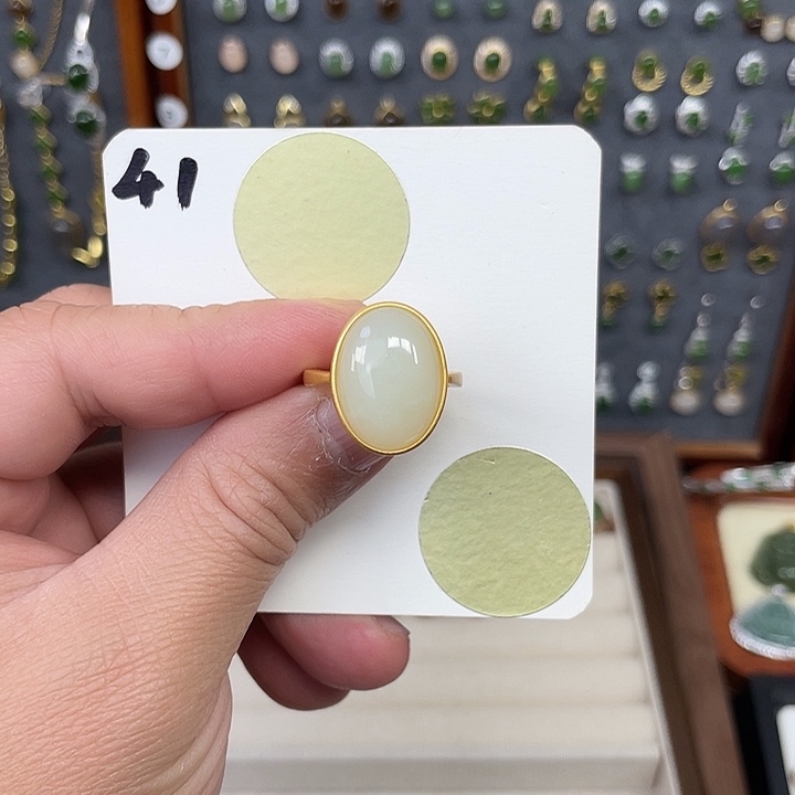 和田玉戒指银S925镶嵌和田玉41