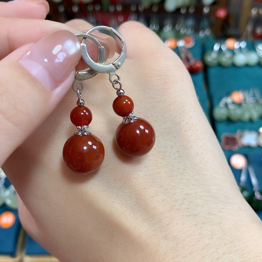 香***玛瑙/玉髓银S925镶嵌耳饰卡12mm左右 （卡扣）