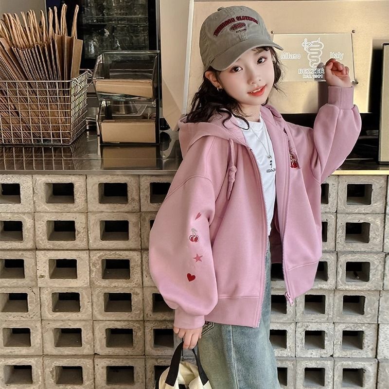 新款连帽卫衣外套春秋装女童小公主上衣儿童装秋季小女孩开衫