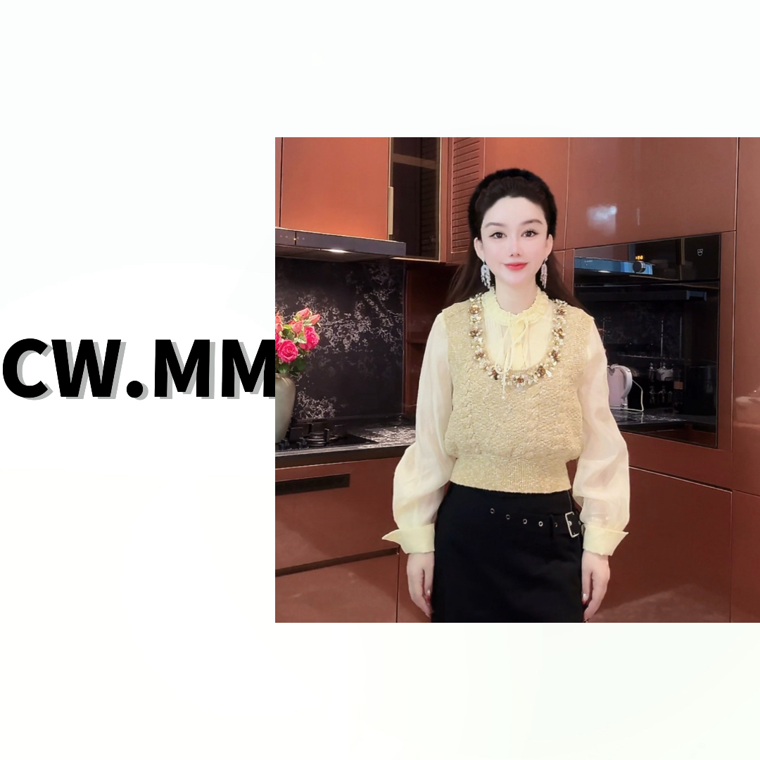 CW.MM 重工订珠设计感马甲拼接款上衣