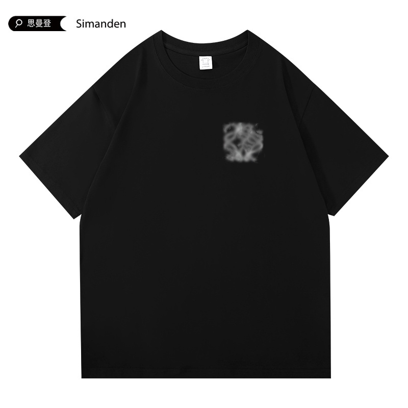 【刺绣】【思曼登】纯棉T恤夏季短袖圆领印花潮牌针织上衣情侣美式