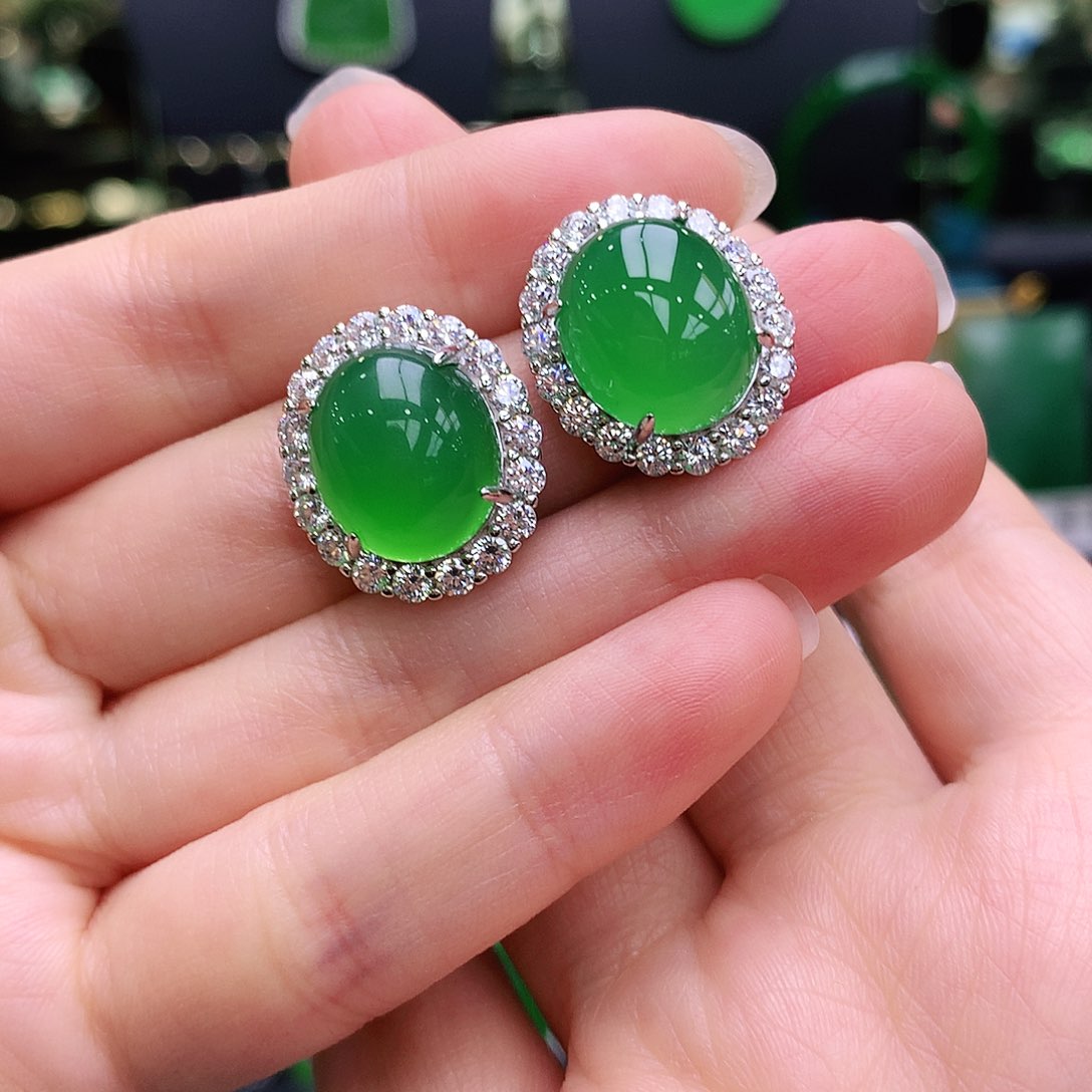 玛瑙/玉髓银S925镶嵌耳钉