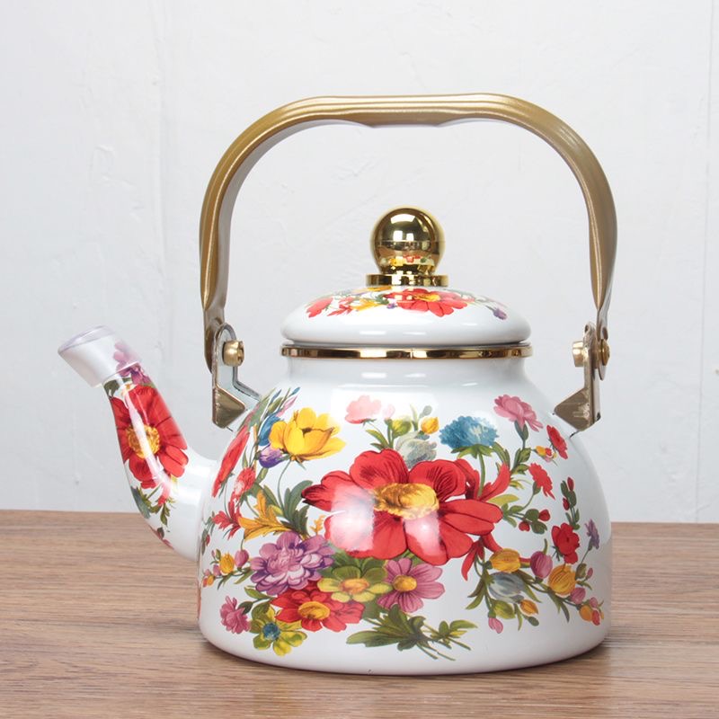 【支持加热】1.2升外贸古典花珐郎搪瓷 茶壶1个