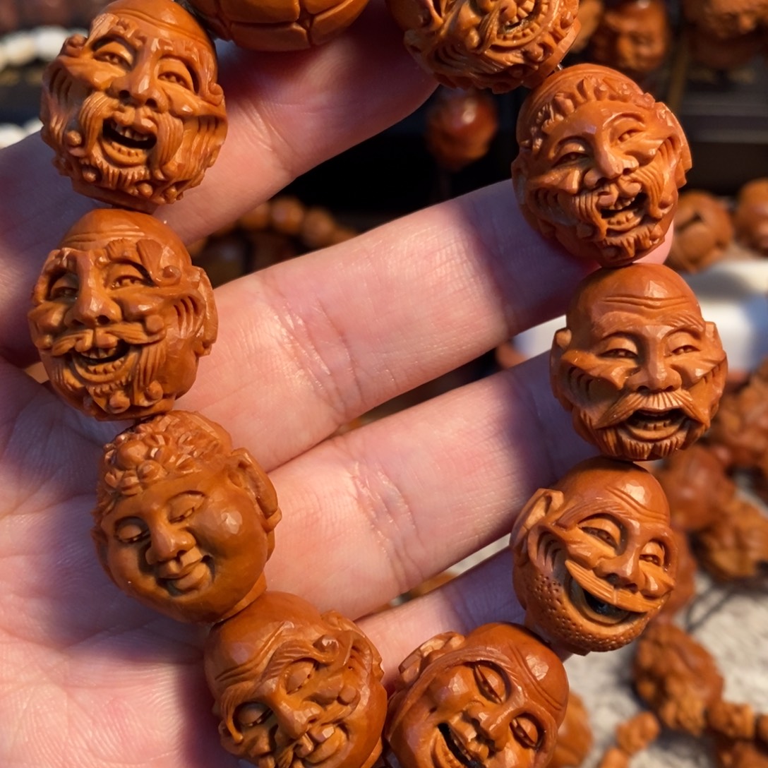 蜡***虾橄榄核手串2.0老油核建平纯刀殷派罗汉手串