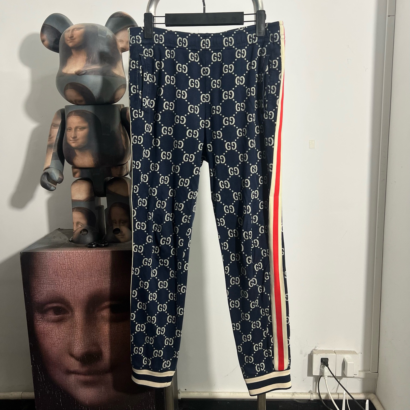 99新 GUCCI/古驰 红蓝满印长裤 AA1425 M 裤长100 腰围41