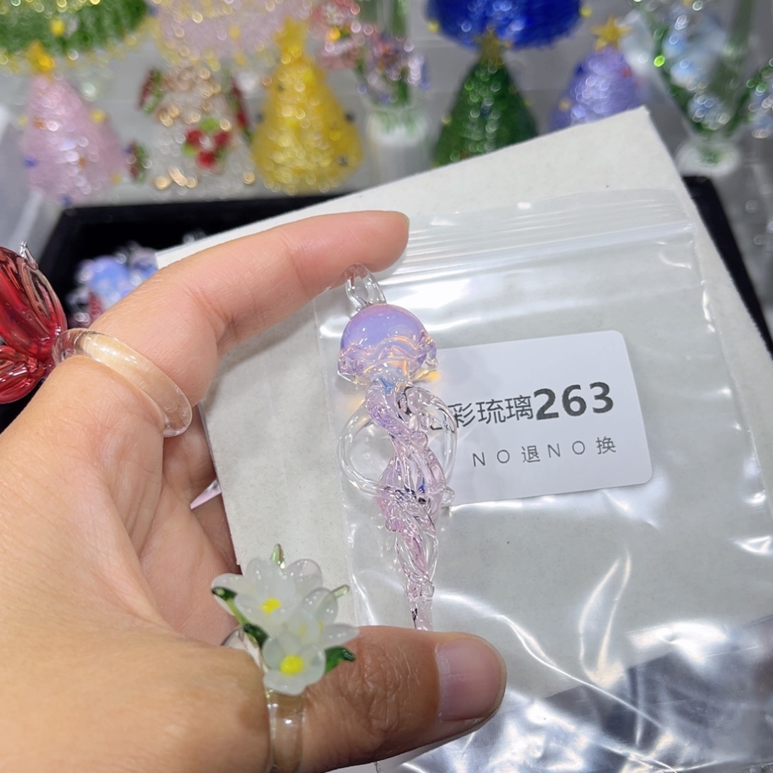 来***包颈饰玻璃263粉色水母