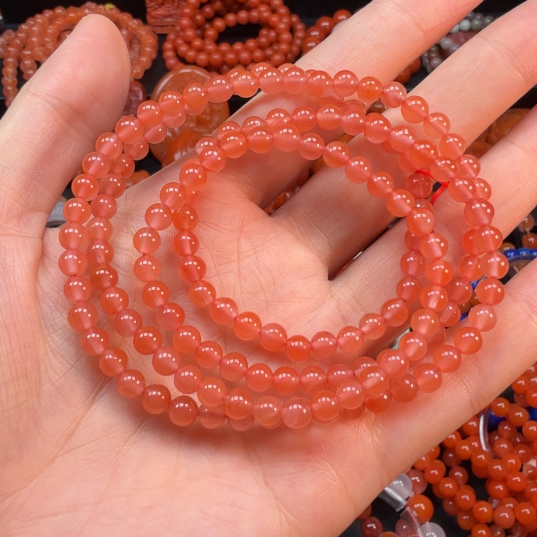 南红玛瑙未镶嵌粉色5mm