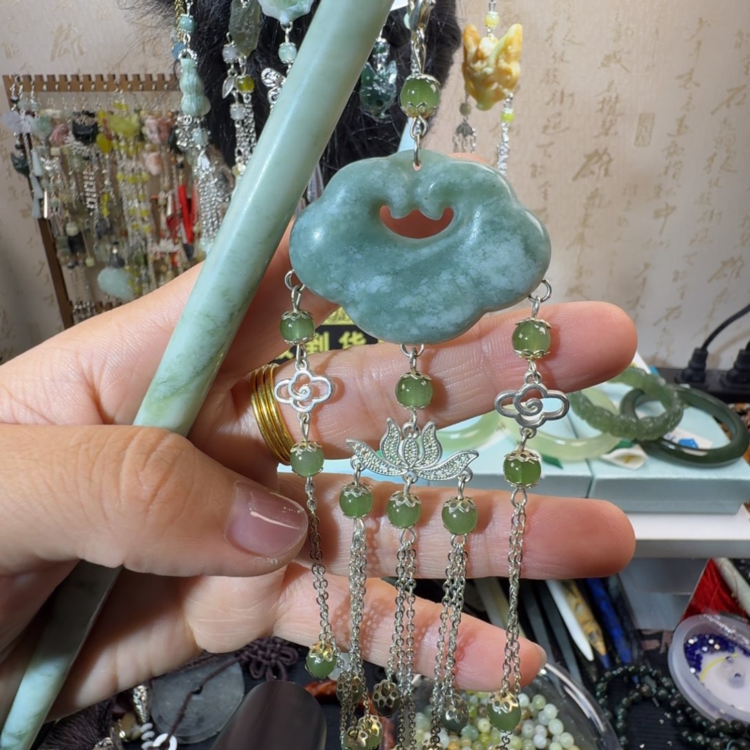 未镶嵌岫玉发饰福利款两个包邮