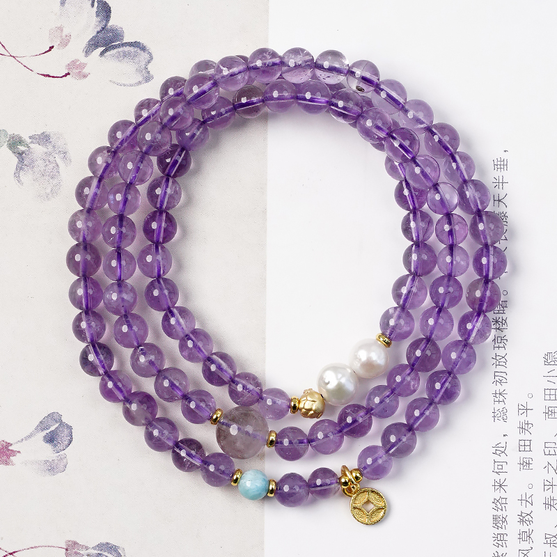 多圈紫水晶清新设计款女式手链多样性发一-8867