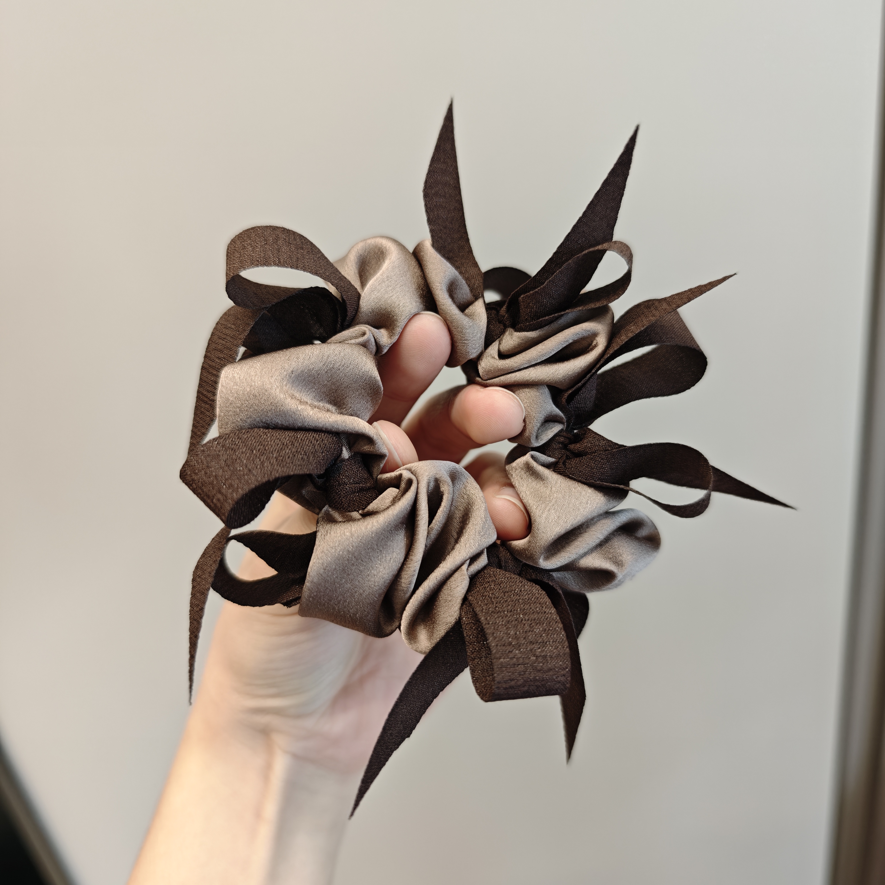 韩系编织飘带蝴蝶结小肠发圈显发量缎面醋酸高级感丸子头马尾头绳