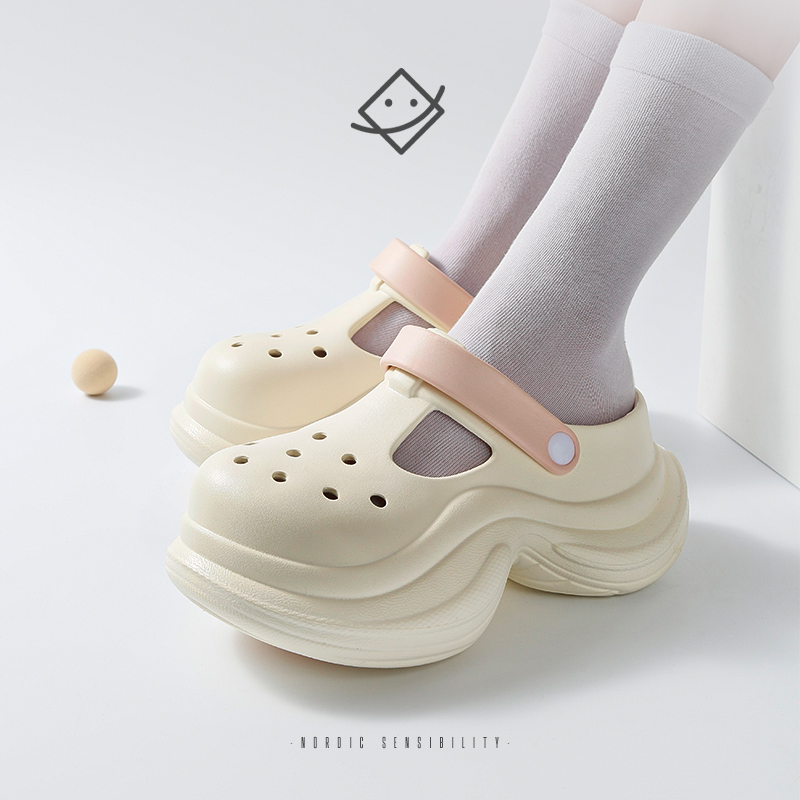 夏季户外厚底女款洞洞鞋新款踩屎感沙滩eva时尚包头凉拖鞋S688