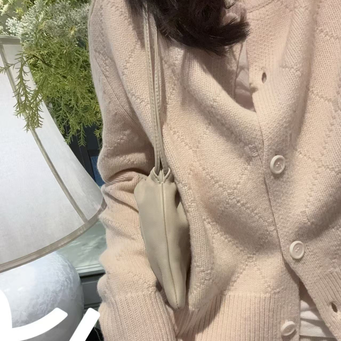 XUHUI-菱形格提花绵羊毛开衫