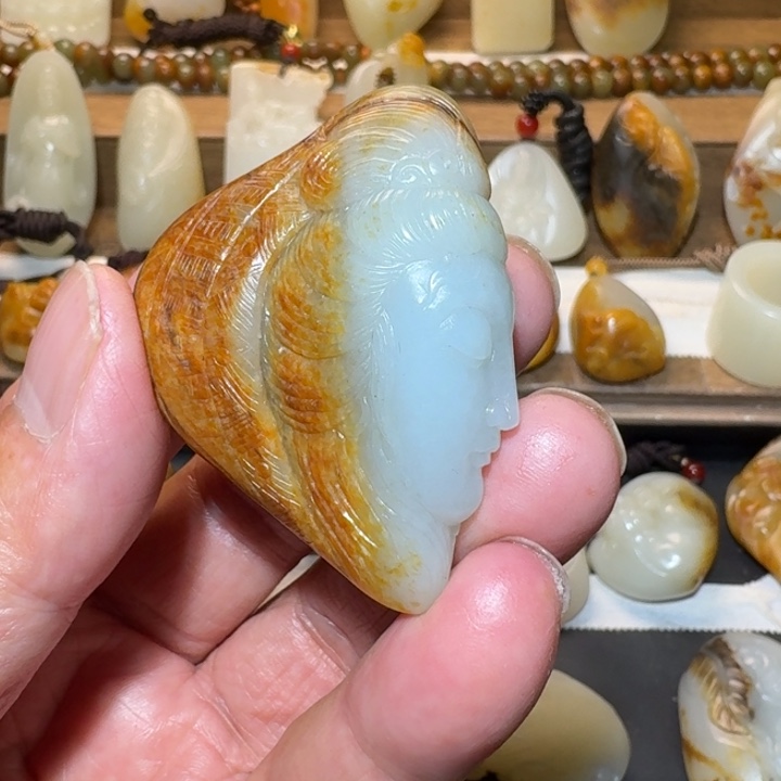 和田玉吊坠(不含链)未镶嵌笑***、