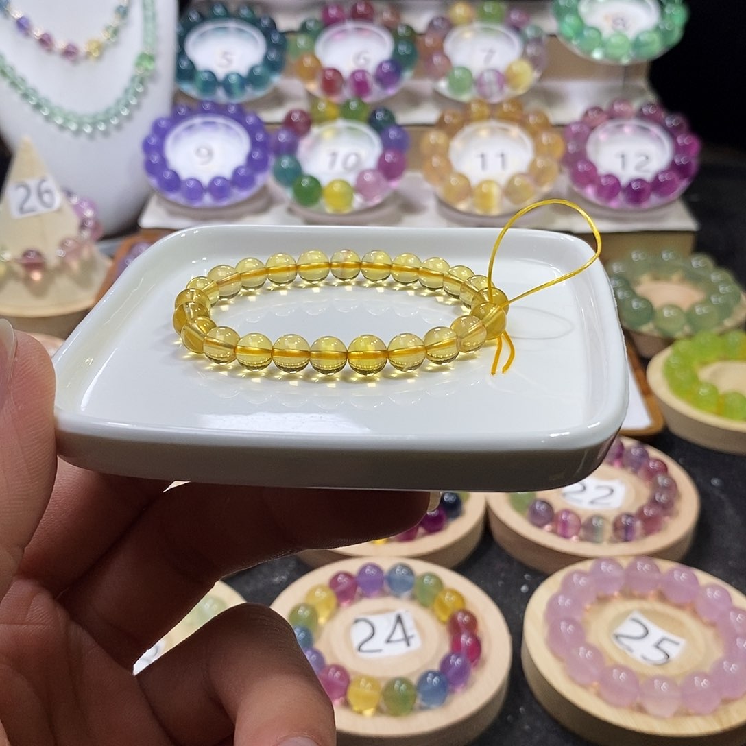 萤石手链未镶嵌金黄色7.2m