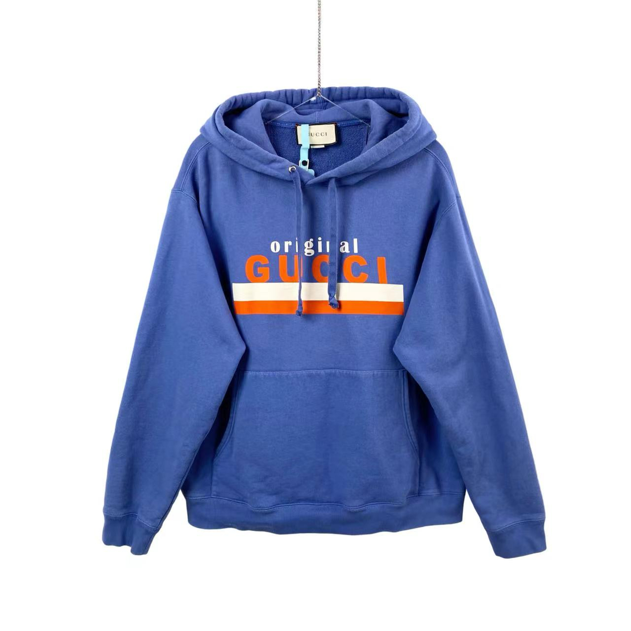 95新 GUCCI/古驰  bb0953 蓝色logo帽衫 l码 微污 95新