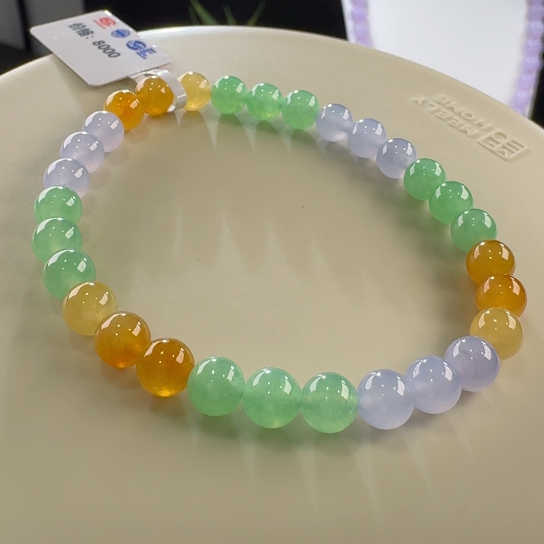 翡翠手链未镶嵌精品三彩单圈