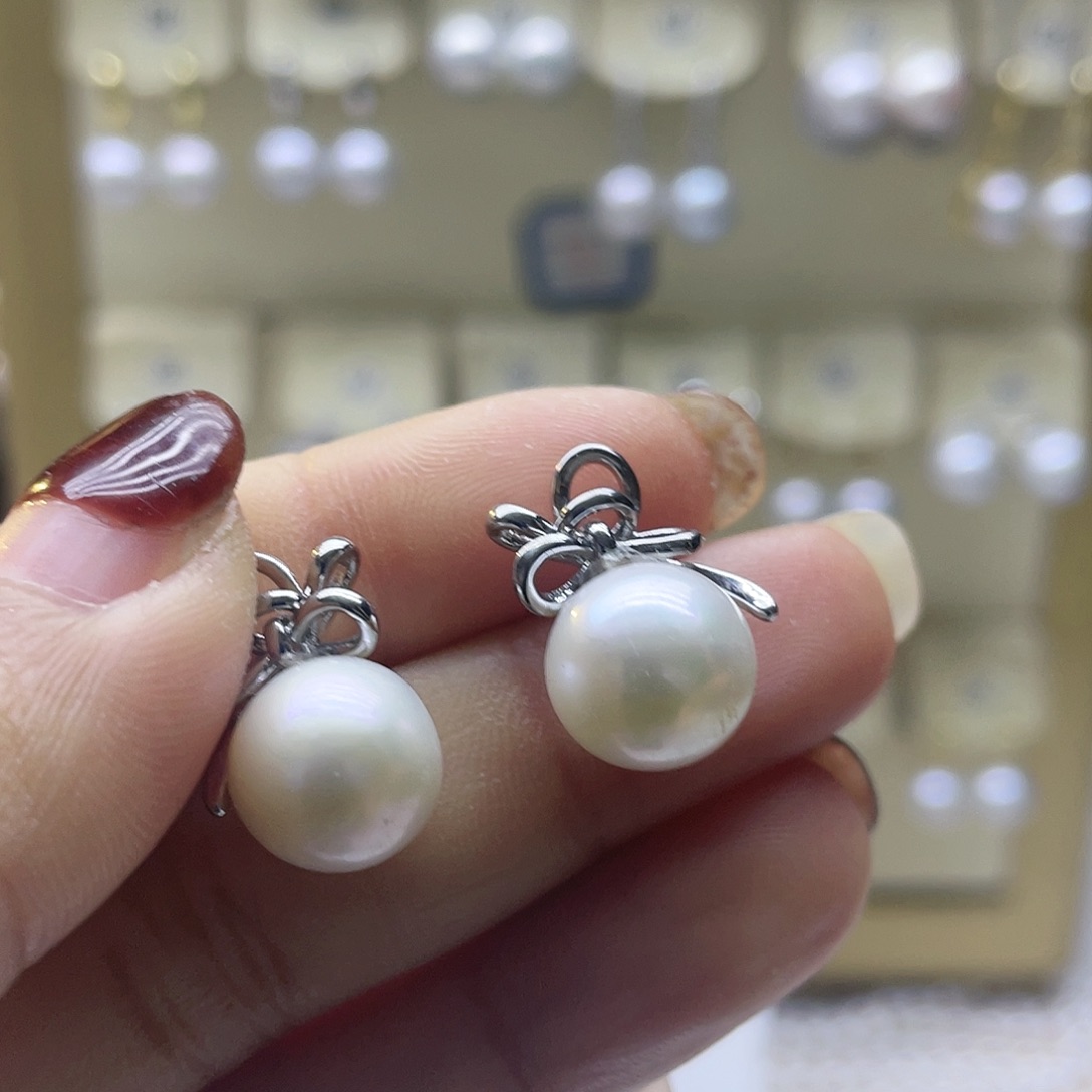 淡水珍珠耳饰银S925镶嵌