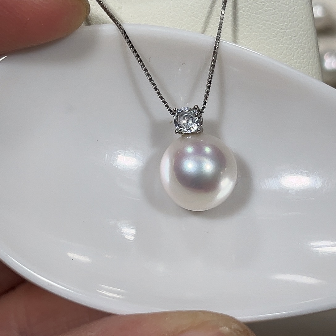 银S925镶嵌颈饰淡水珍珠