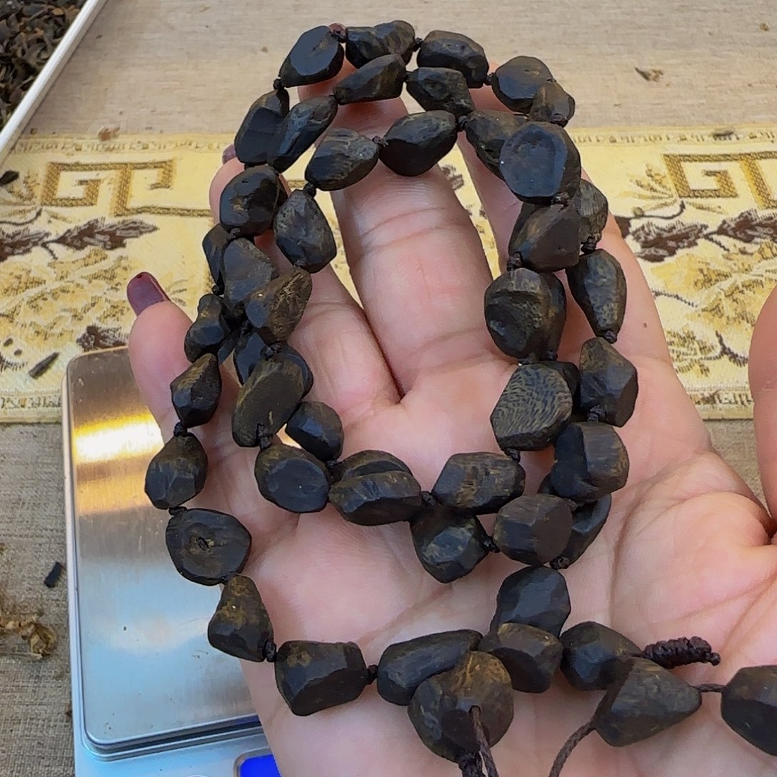 沉香手串唐*罗门黑棋楠沉水树丁多圈22克