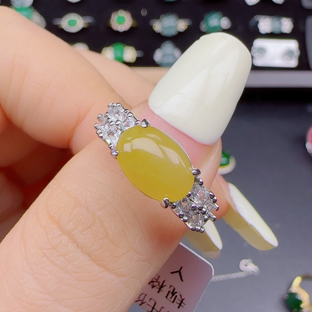 翡翠戒指银S925镶嵌1111