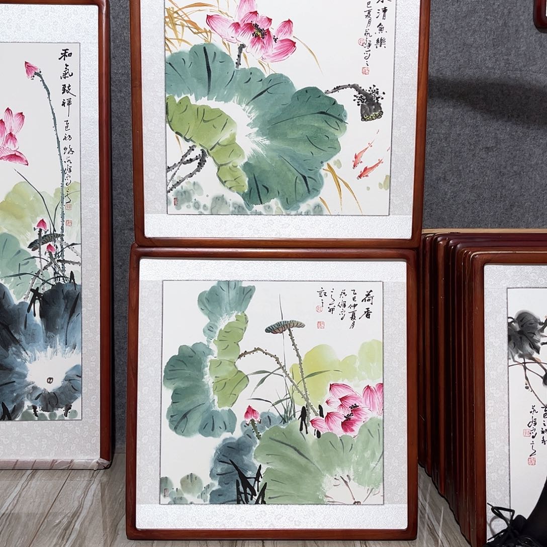 国画书画作品带框63×63
