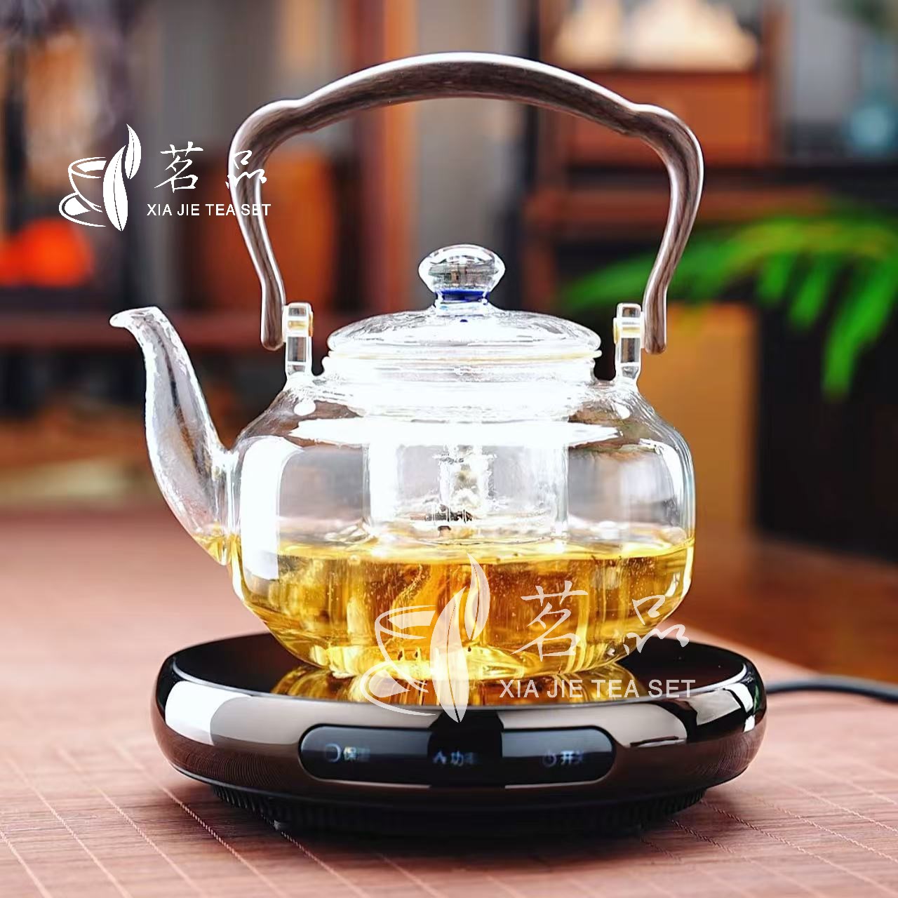 茗凤祥魔术师1300W大功率电陶炉加透明星韵星空提梁壶煮茶套装