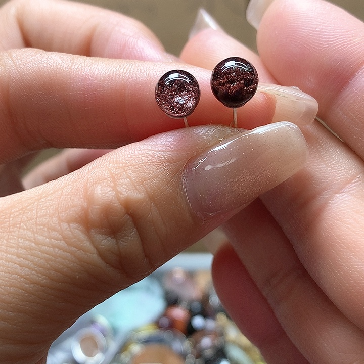 水晶水晶耳钉银S925镶嵌