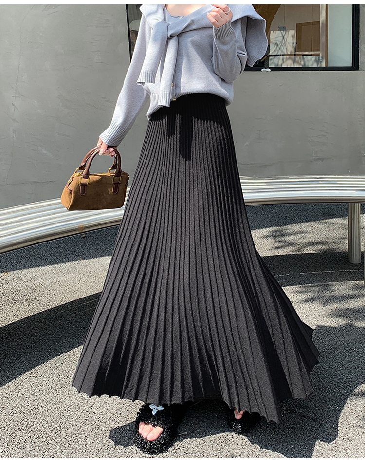 秋冬新款冬装裙半身裙高腰显瘦辣妹百褶半身裙女大裙摆