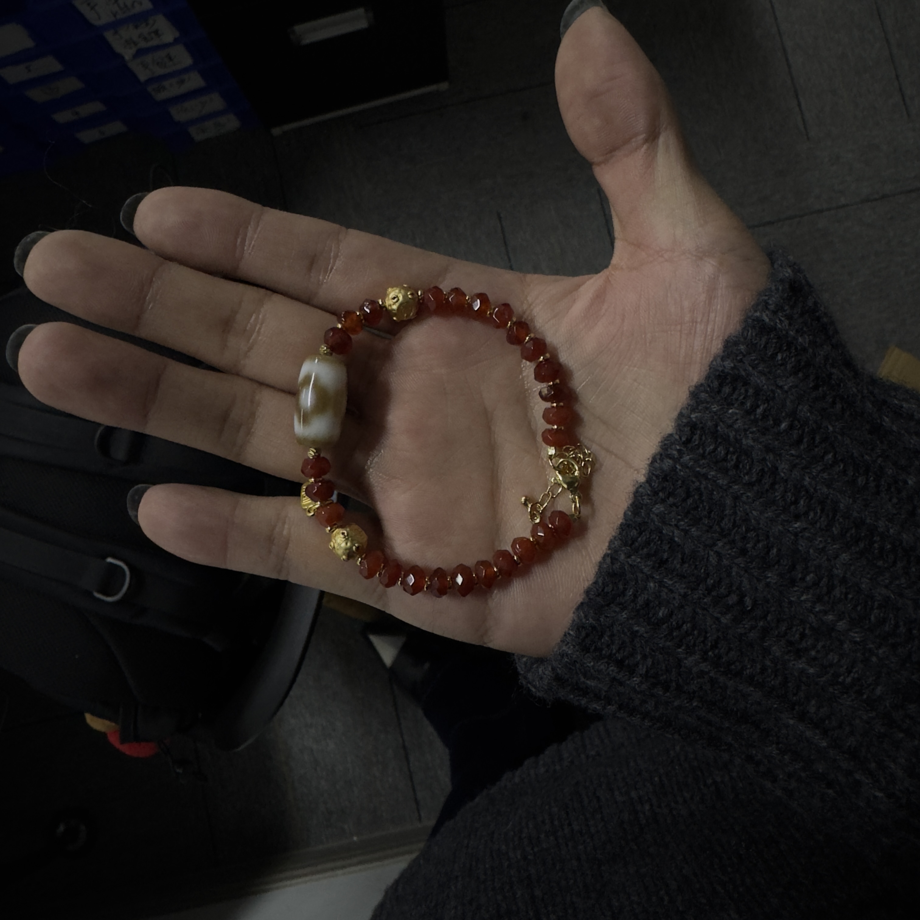 合金手链 【蛇年 暗夜蛇蝎 手串）添添黄色福橙锆手串国潮风发字嘻