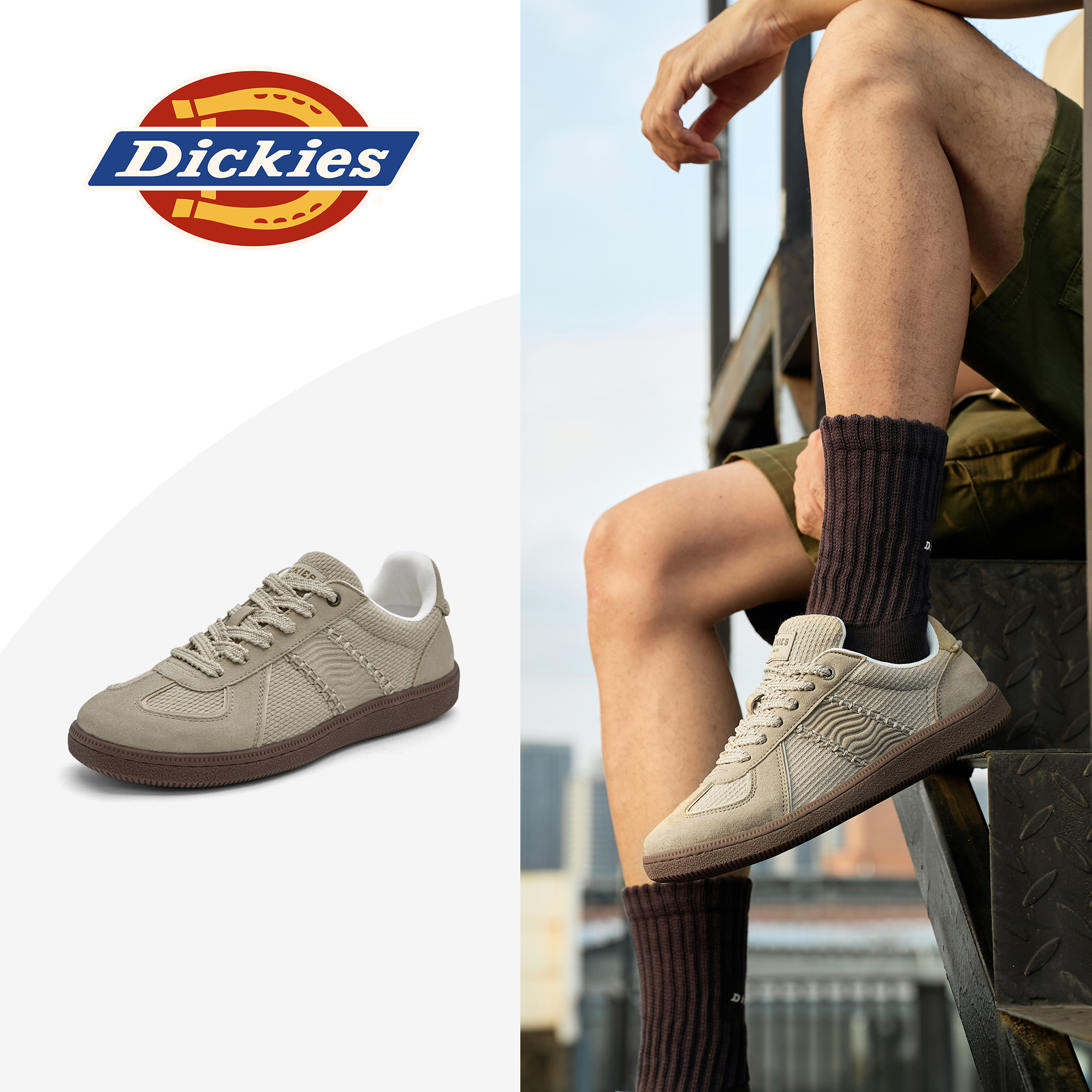 Dickies2025年夏季新款低帮鞋时尚潮流复古男鞋户外百搭德训鞋