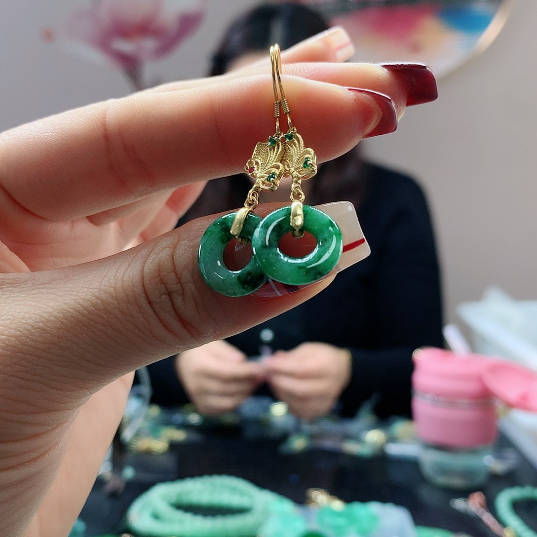 【闪购商品】翡翠耳饰银S925镶嵌，